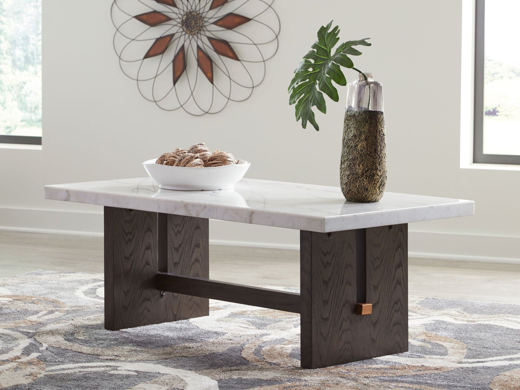 Burkhaus - Rectangular Cocktail Table - White / Dark Brown