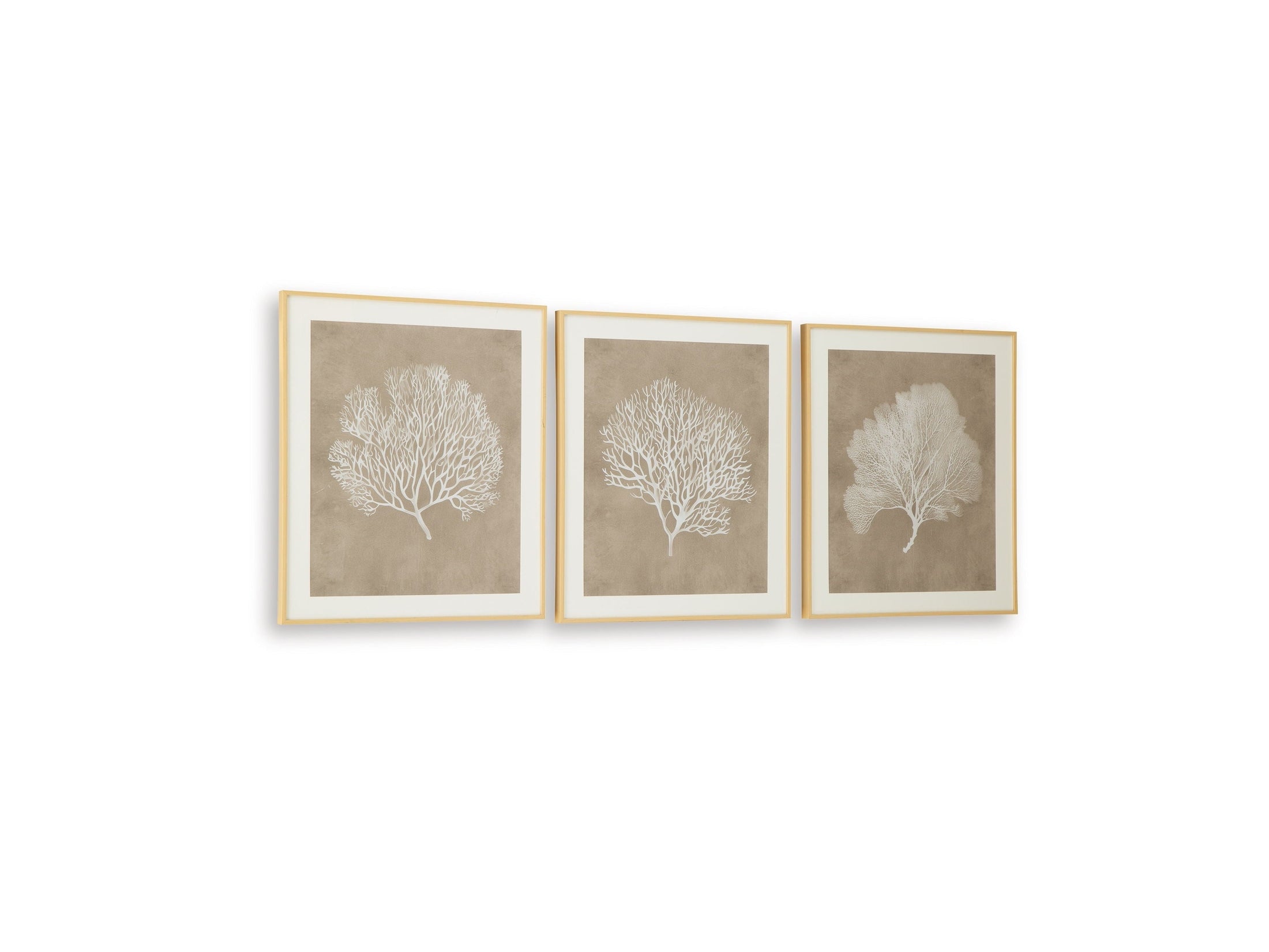 Hendridge - Wall Art Set (Set of 3) - Taupe / White