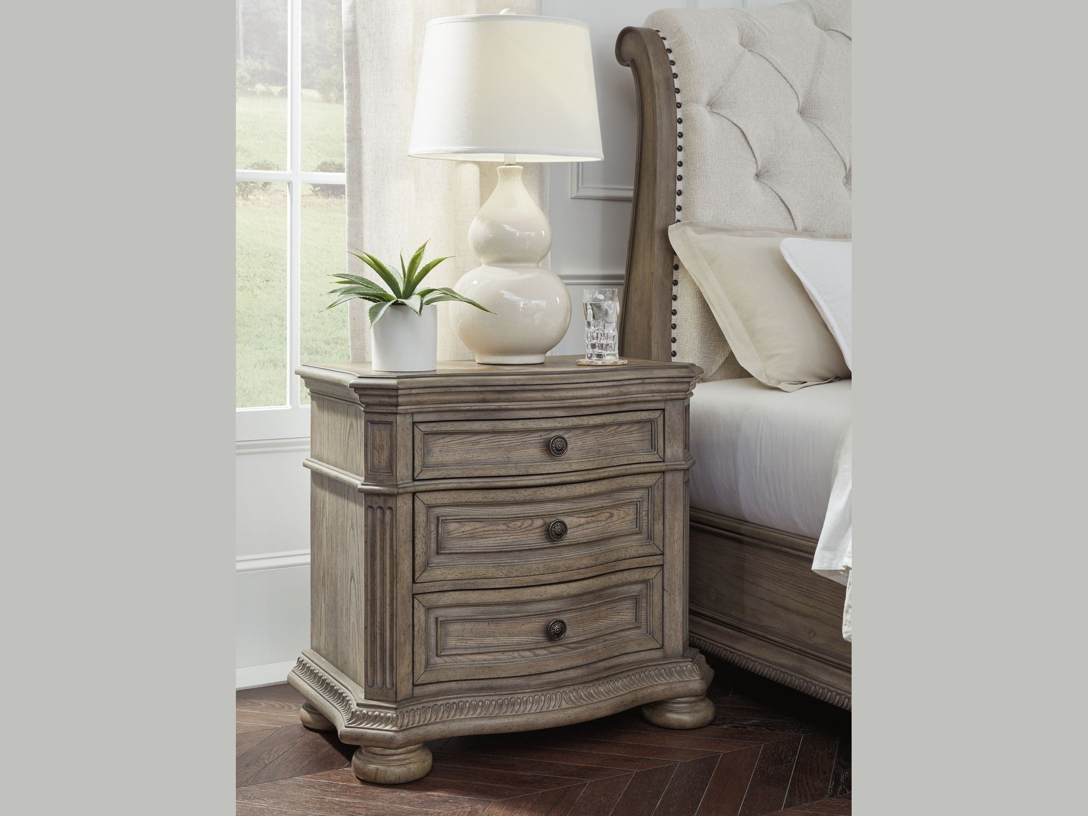 Ardenfield - Three Drawer Night Stand - Light Brown