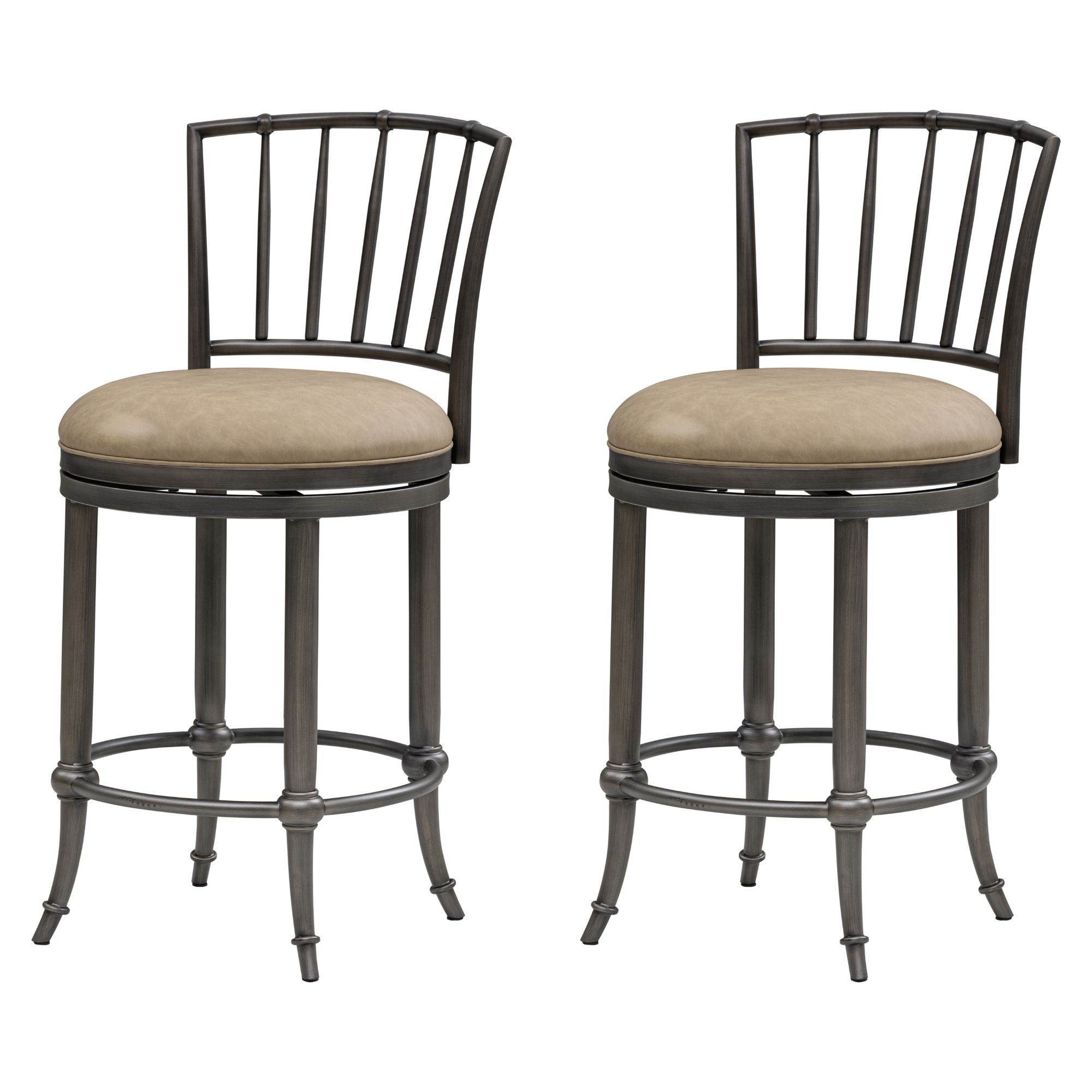 Vince - Commercial Grade Steel Frame Faux Leather Upholstered Swivel Counter Height Barstool