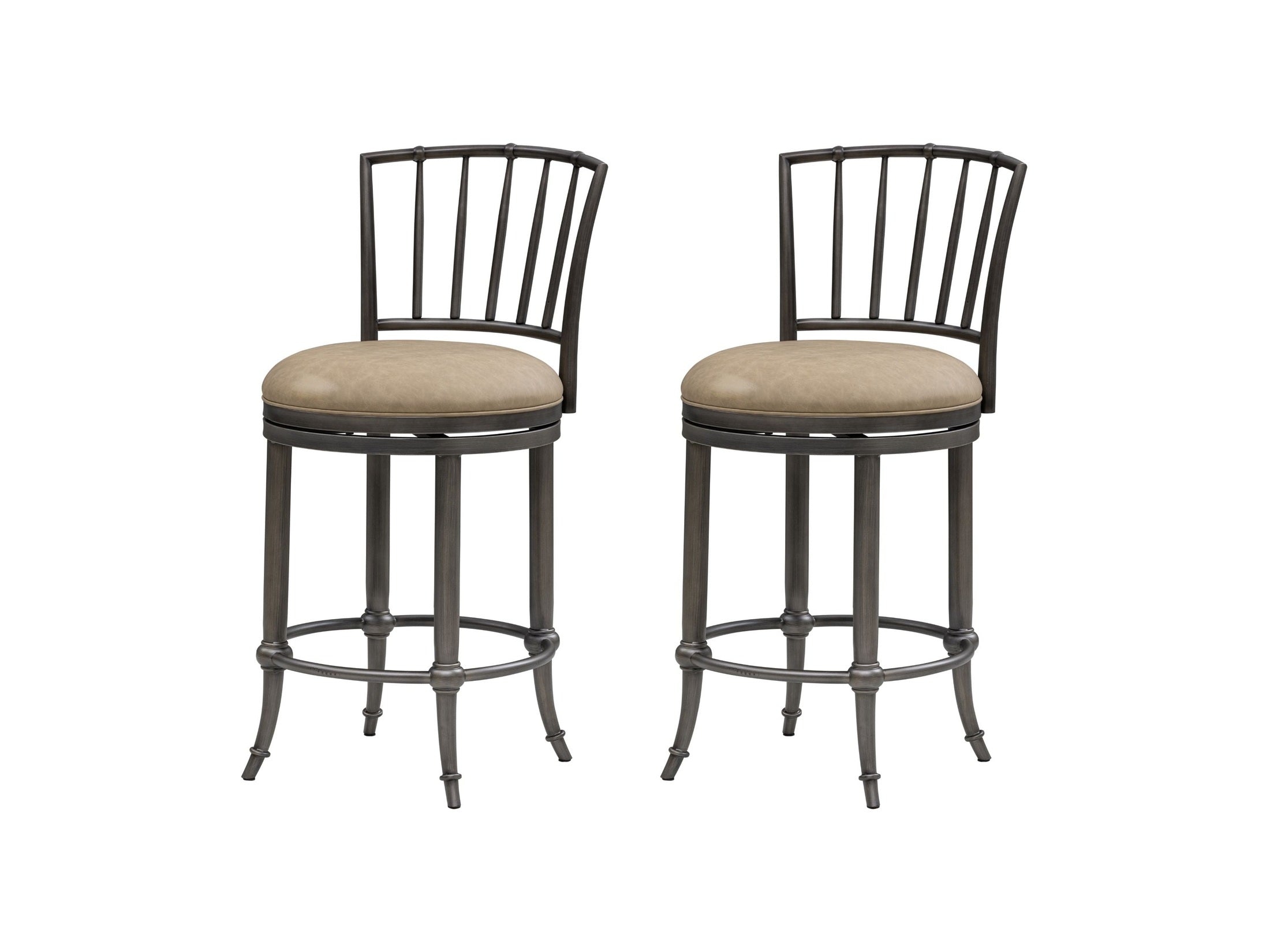 Vince - Commercial Grade Steel Frame Faux Leather Upholstered Swivel Counter Height Barstool