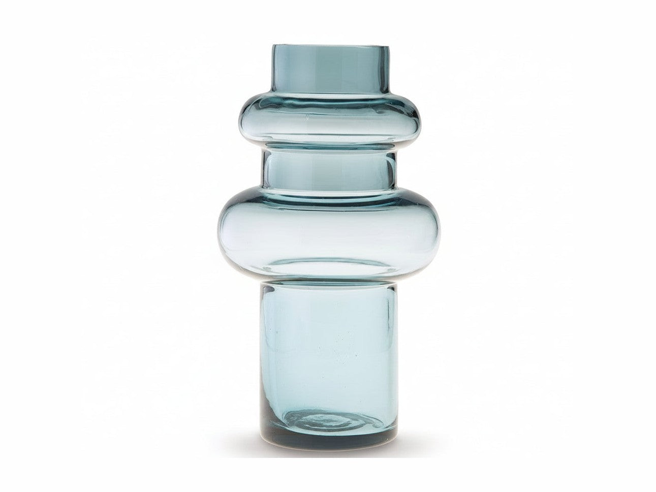 Vallmen blue glass vase on a white background