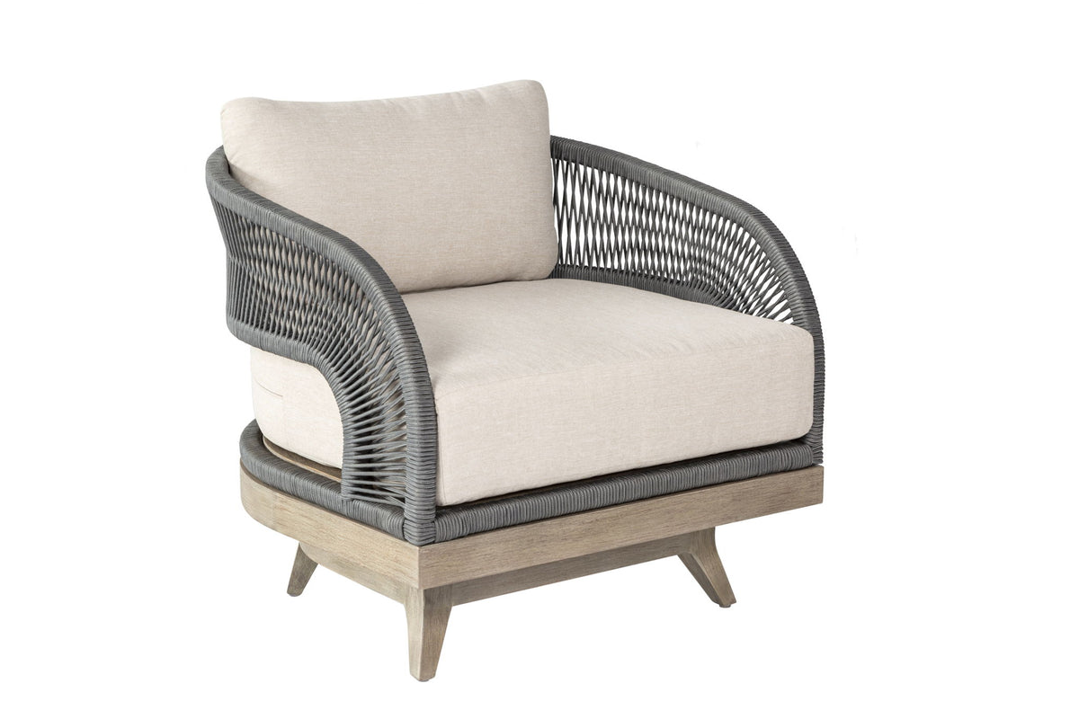 Orbit - Swivel Outdoor Patio Chair - Weathered Eucalyptus / Taupe