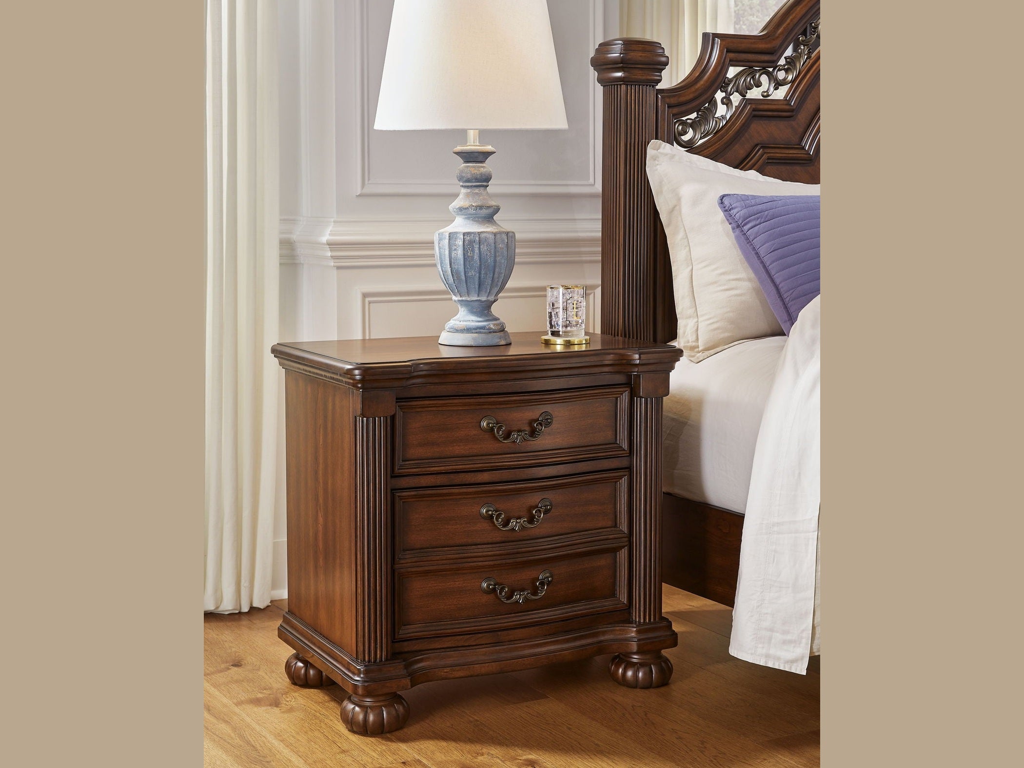 Lavinton - Three Drawer Night Stand - Brown