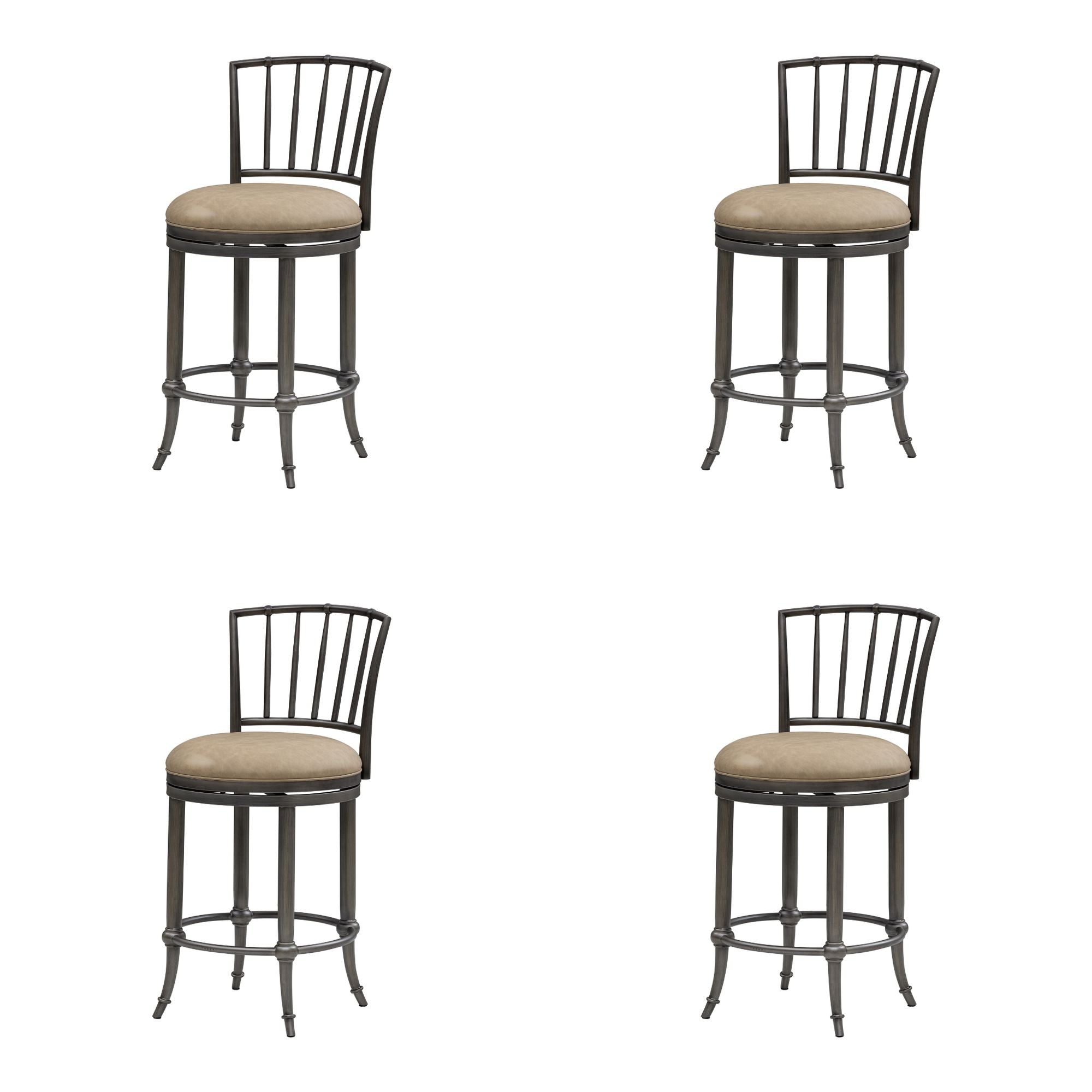 Vince - Commercial Grade Steel Frame Faux Leather Upholstered Swivel Counter Height Barstool