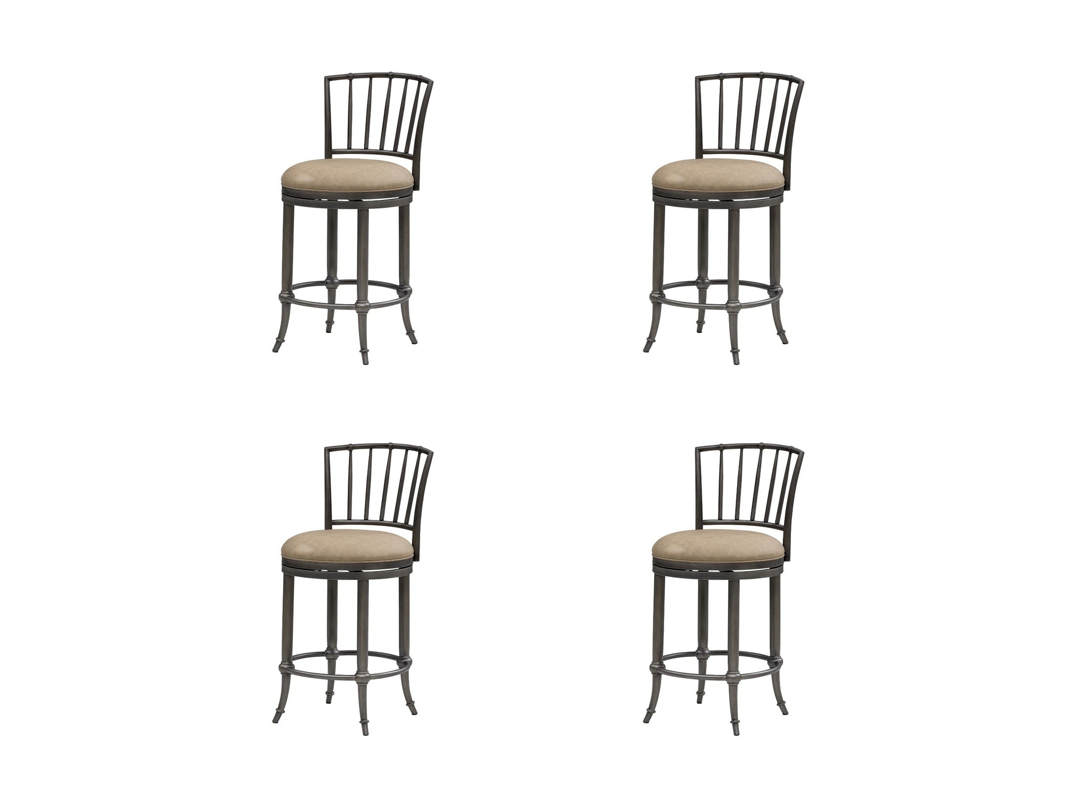 Vince - Commercial Grade Steel Frame Faux Leather Upholstered Swivel Counter Height Barstool