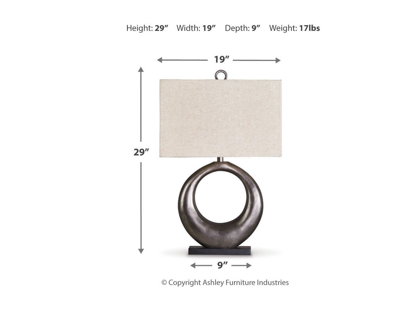 Saria - Metal Table Lamp  - Antique Silver Finish