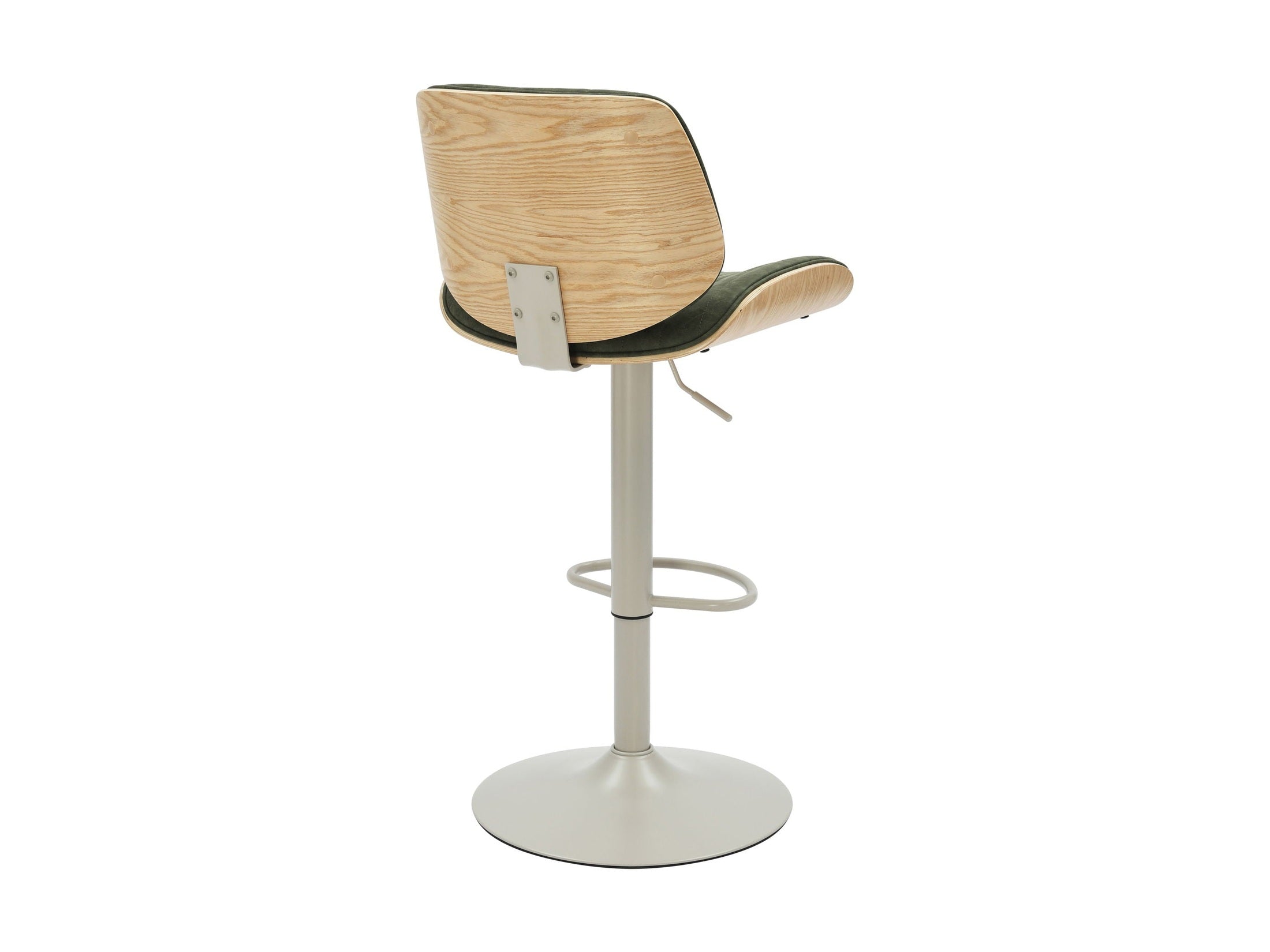 Brock - Adjustable Swivel Curved Back Wood Bar Stool With Faux Leather Seat