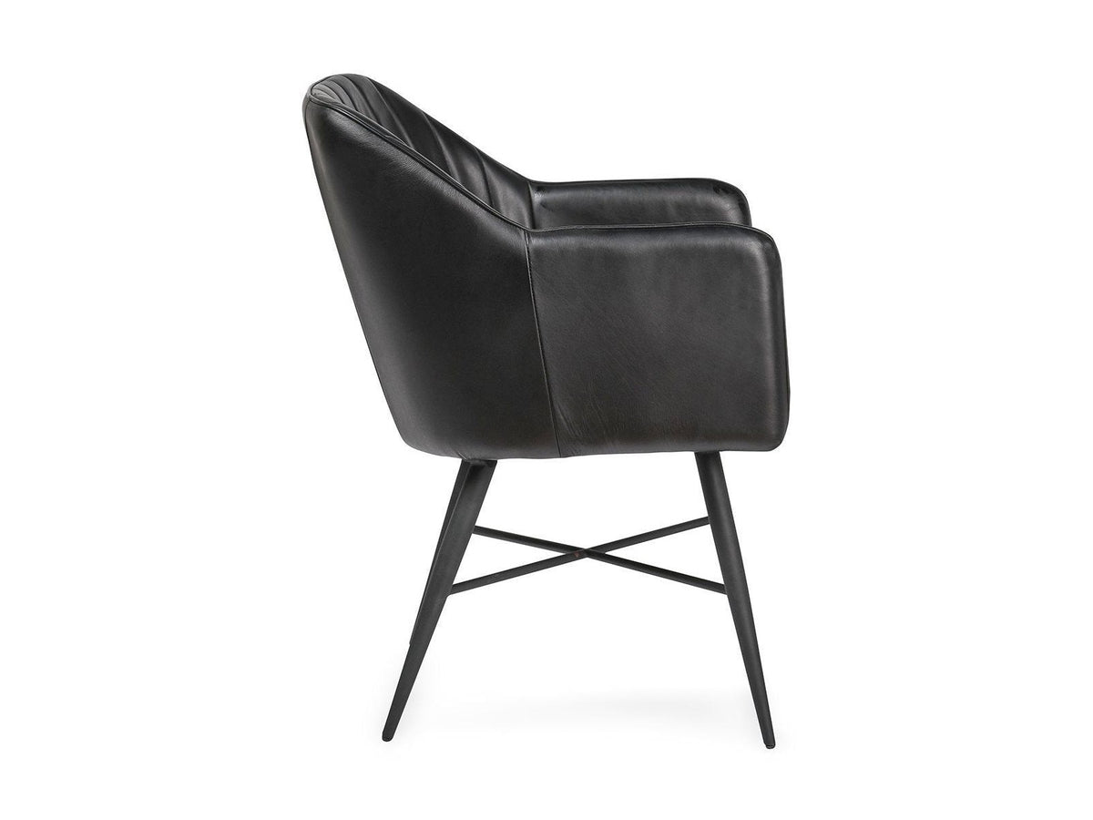Leon - Leather Dining Chair - Midnight Raven