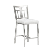 Celina - Counter Height Open Back Metal Barstool With Faux Leather Seat - White