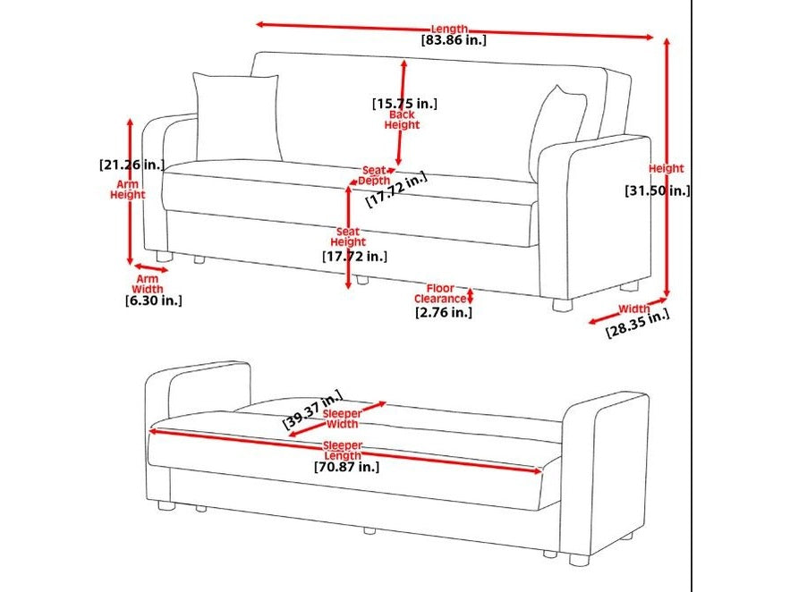 Ottomanson Barato - Upholstered Convertible Sofabed With Storage
