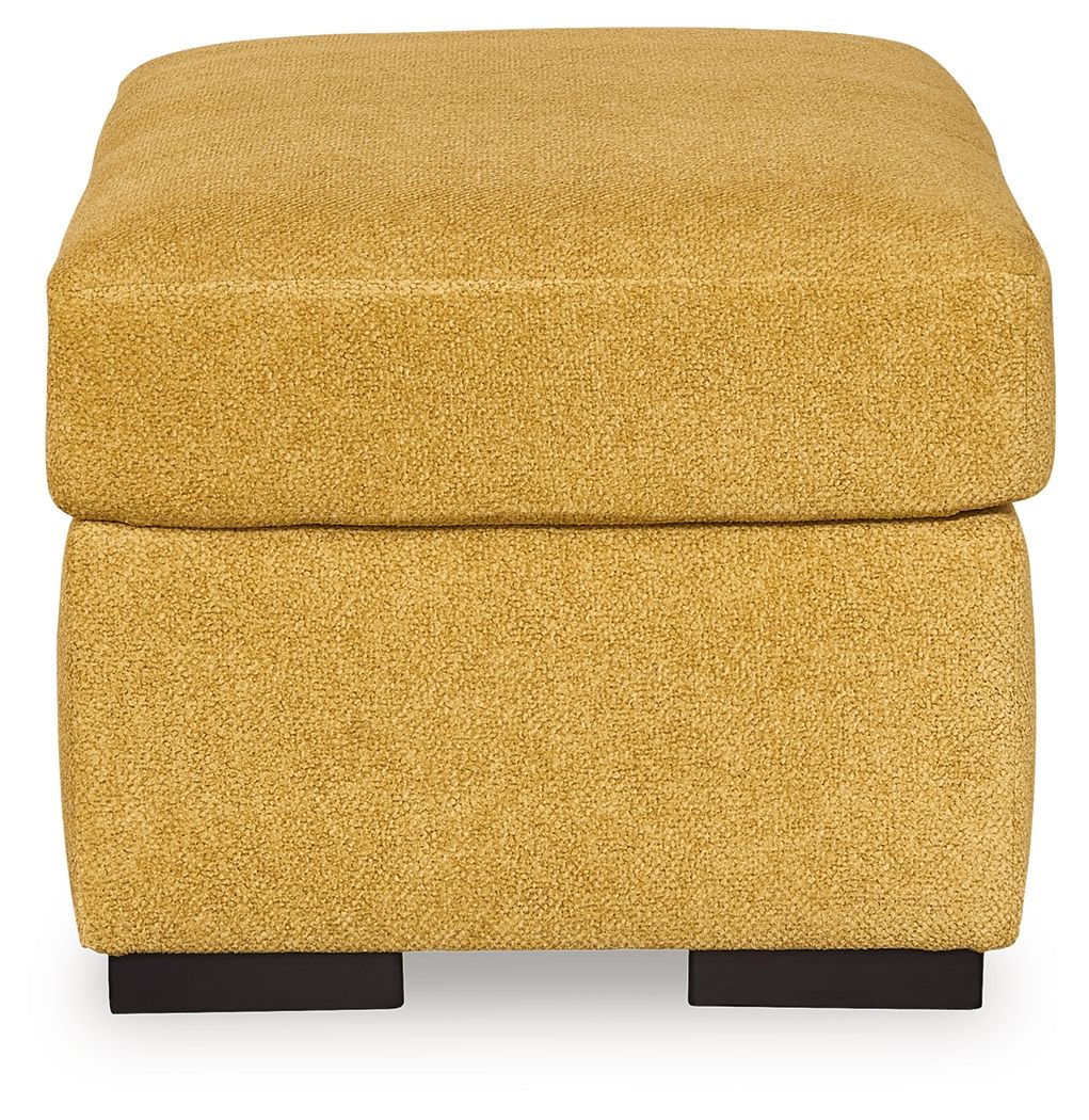 Yellow textured ottoman on a white background