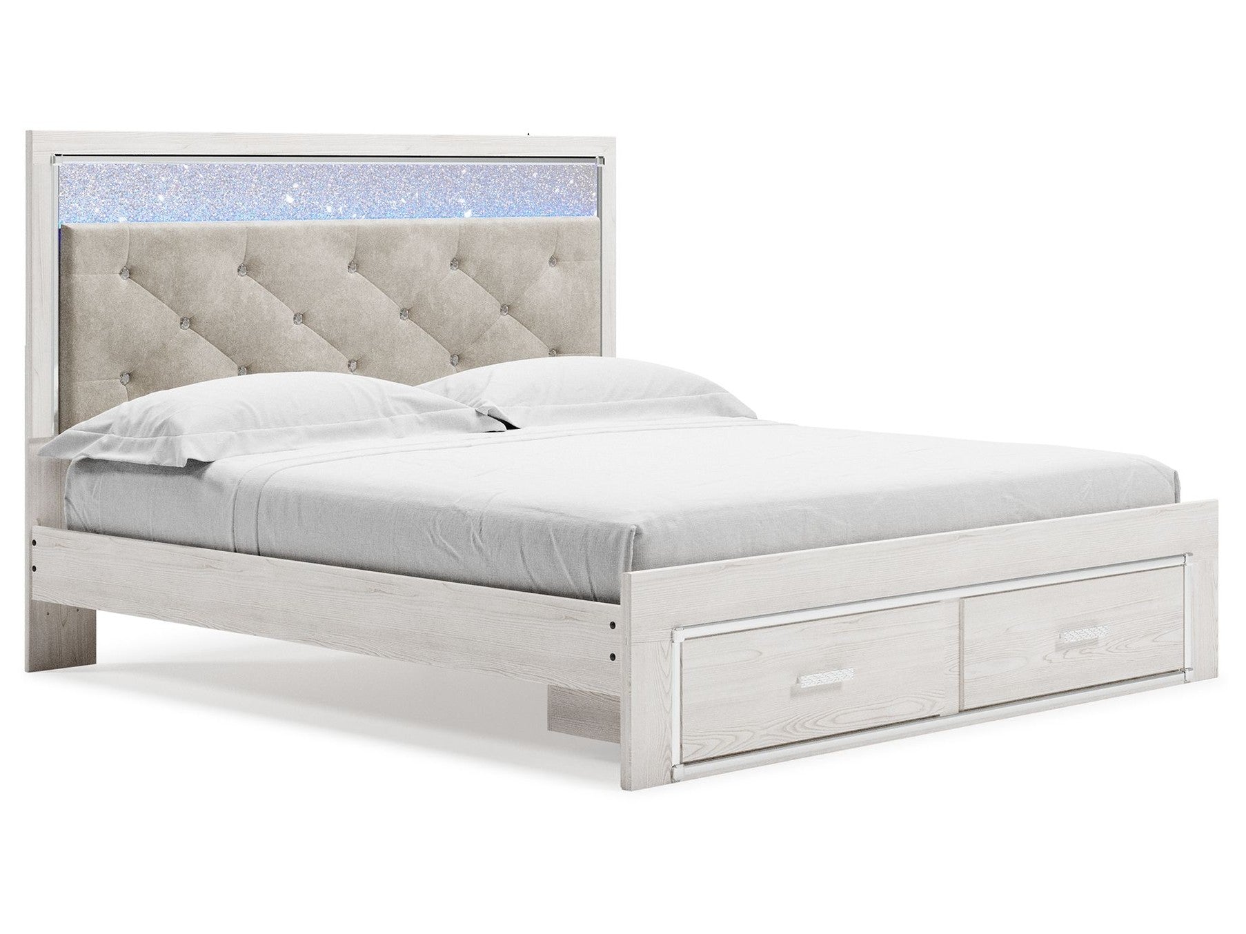 Altyra - King Upholstered Storage Bed - White