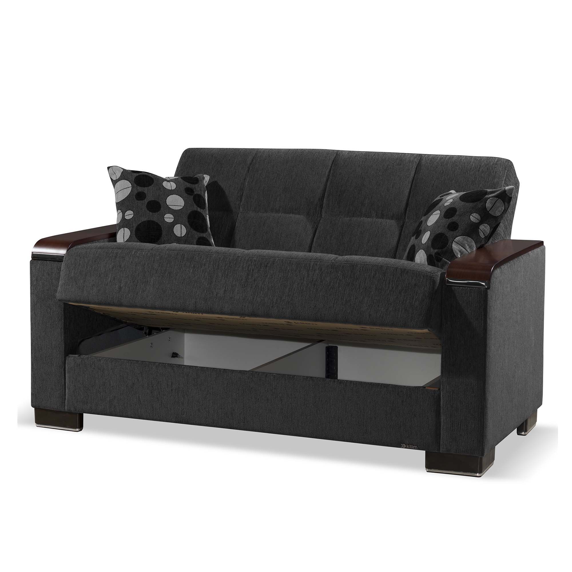 Ottomanson Armada X - Upholstered Convertible Wood Trimmed Loveseat With Storage