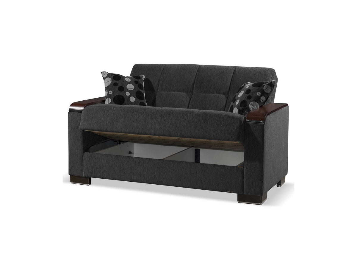Ottomanson Armada X - Upholstered Convertible Wood Trimmed Loveseat With Storage