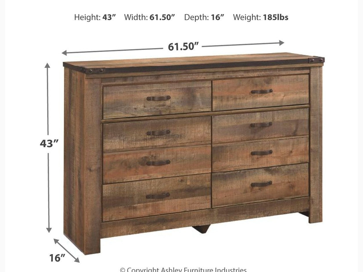 Trinell - Six Drawer Dresser - 61.34" x 15.98" x 42.99" - Brown Dark