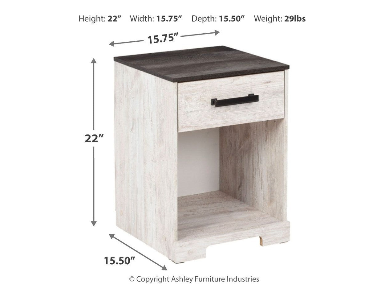 Shawburn - One Drawer Night Stand - Whitewash / Charcoal Gray