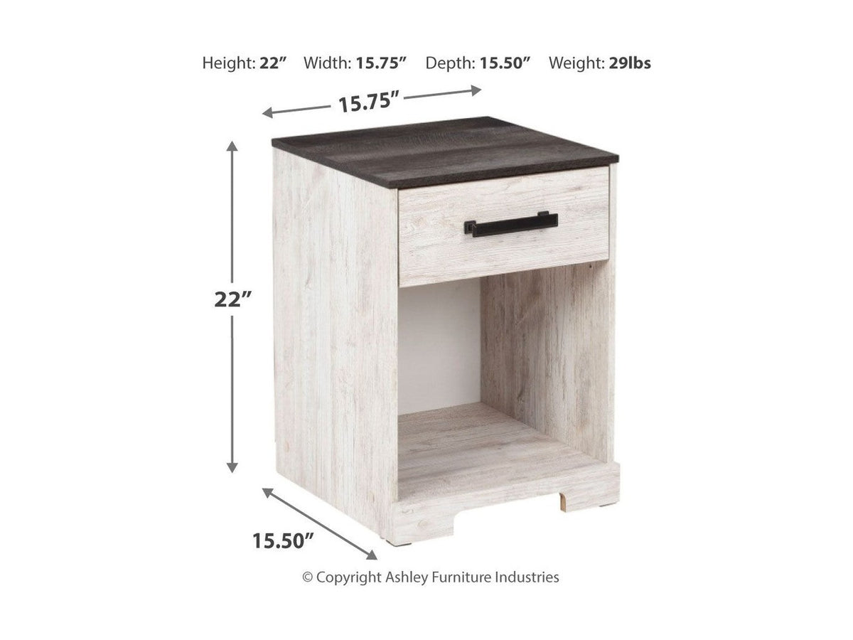 Shawburn - One Drawer Night Stand - Whitewash / Charcoal Gray