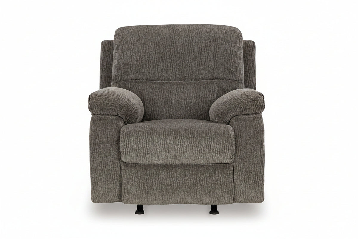 Gray recliner chair on a white background