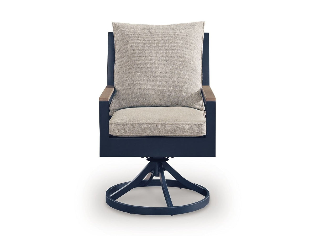 East Beach - Swivel Chair With Cushion (Set of 2) - Blue