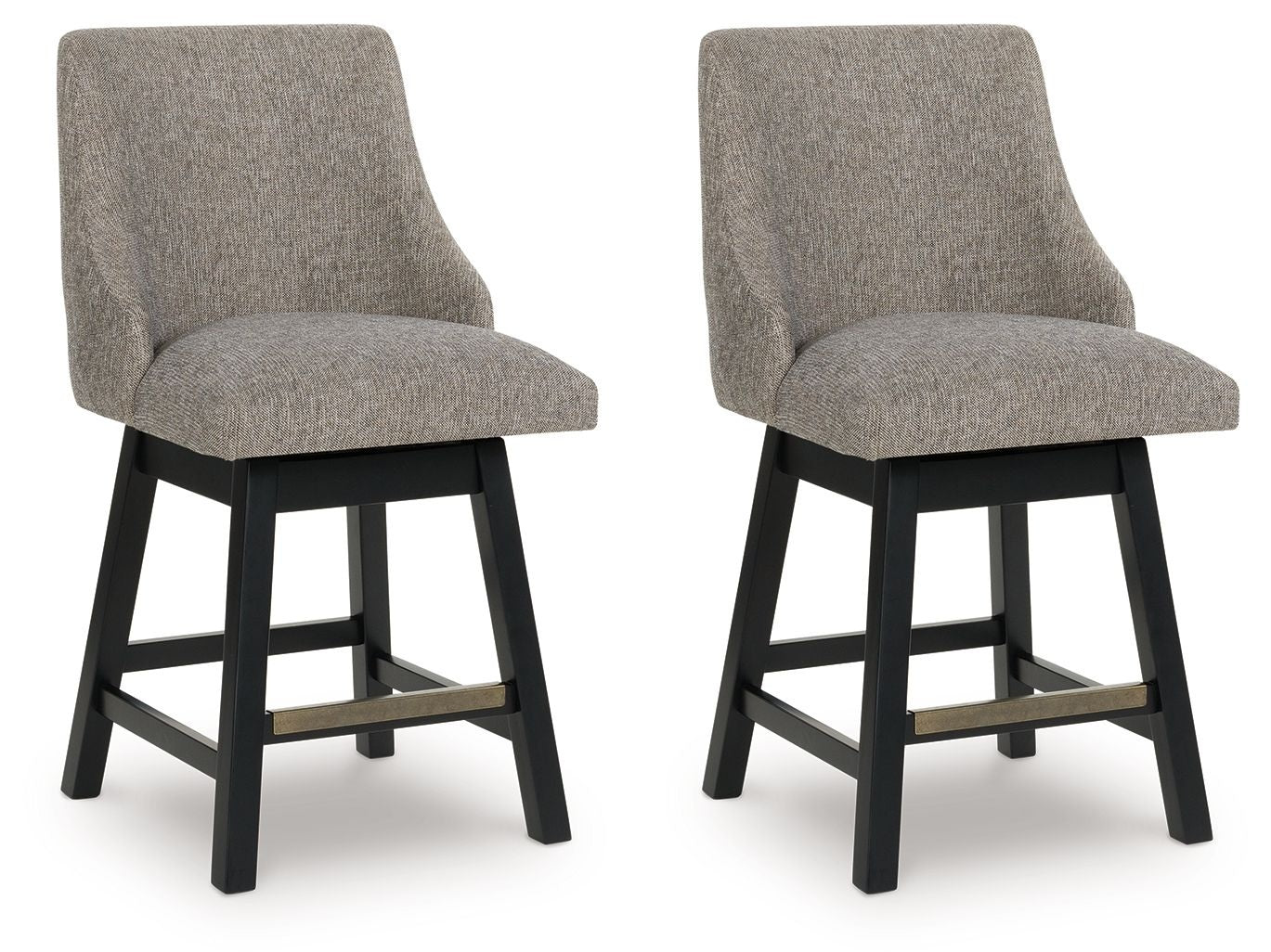 Neymorton - Upholstered Swivel Barstool (Set of 2) - Dark Grayish Brown
