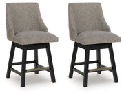 Neymorton - Upholstered Swivel Barstool (Set of 2) - Dark Grayish Brown
