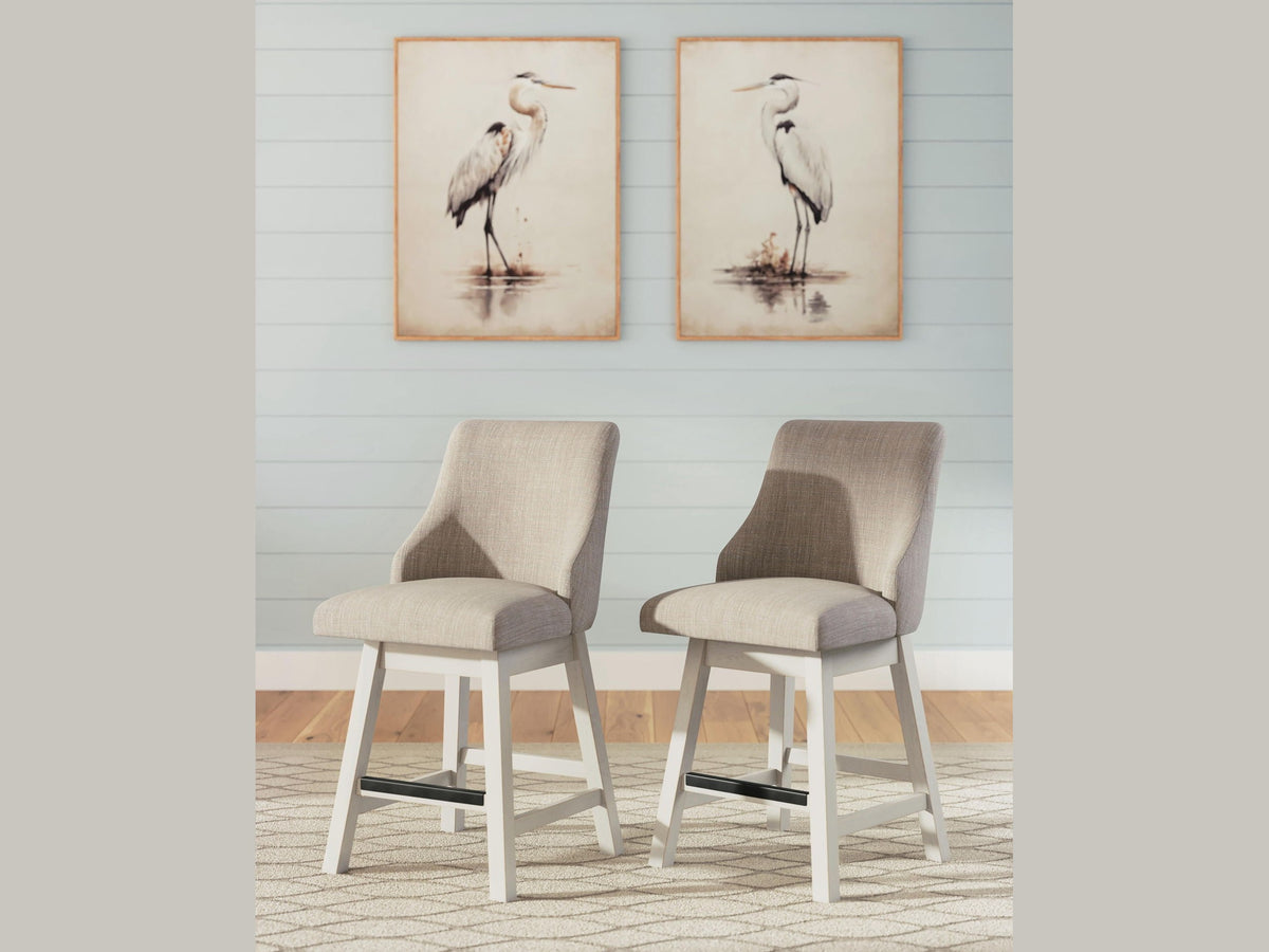Robbinsdale - Upholstered Swivel Curved Back Barstool (Set of 2) - Antique White