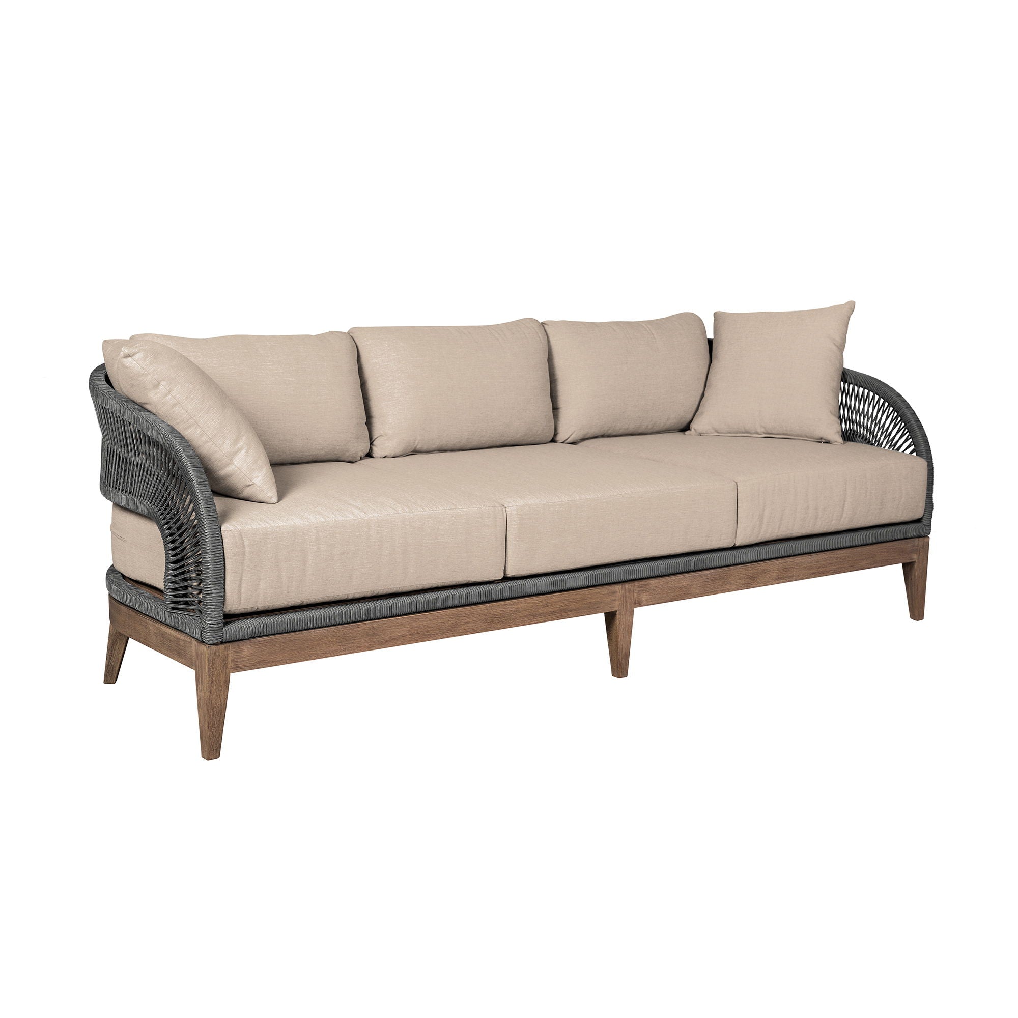 Orbit - 4 Piece Outdoor Patio Conversation Set - Weathered Eucalyptus / Taupe