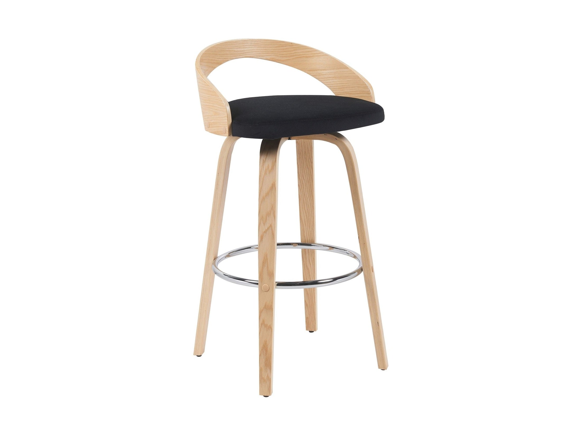 Sonia - Modern Swivel Bar Height Stool - Patterned Oak Wood Finish