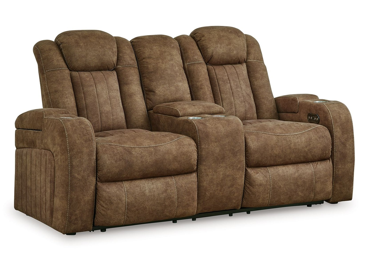 Wolfridge - Power Reclining Loveseat With Console /Adj Hdrst - Brindle