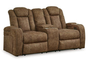 Wolfridge - Power Reclining Loveseat With Console /Adj Hdrst - Brindle