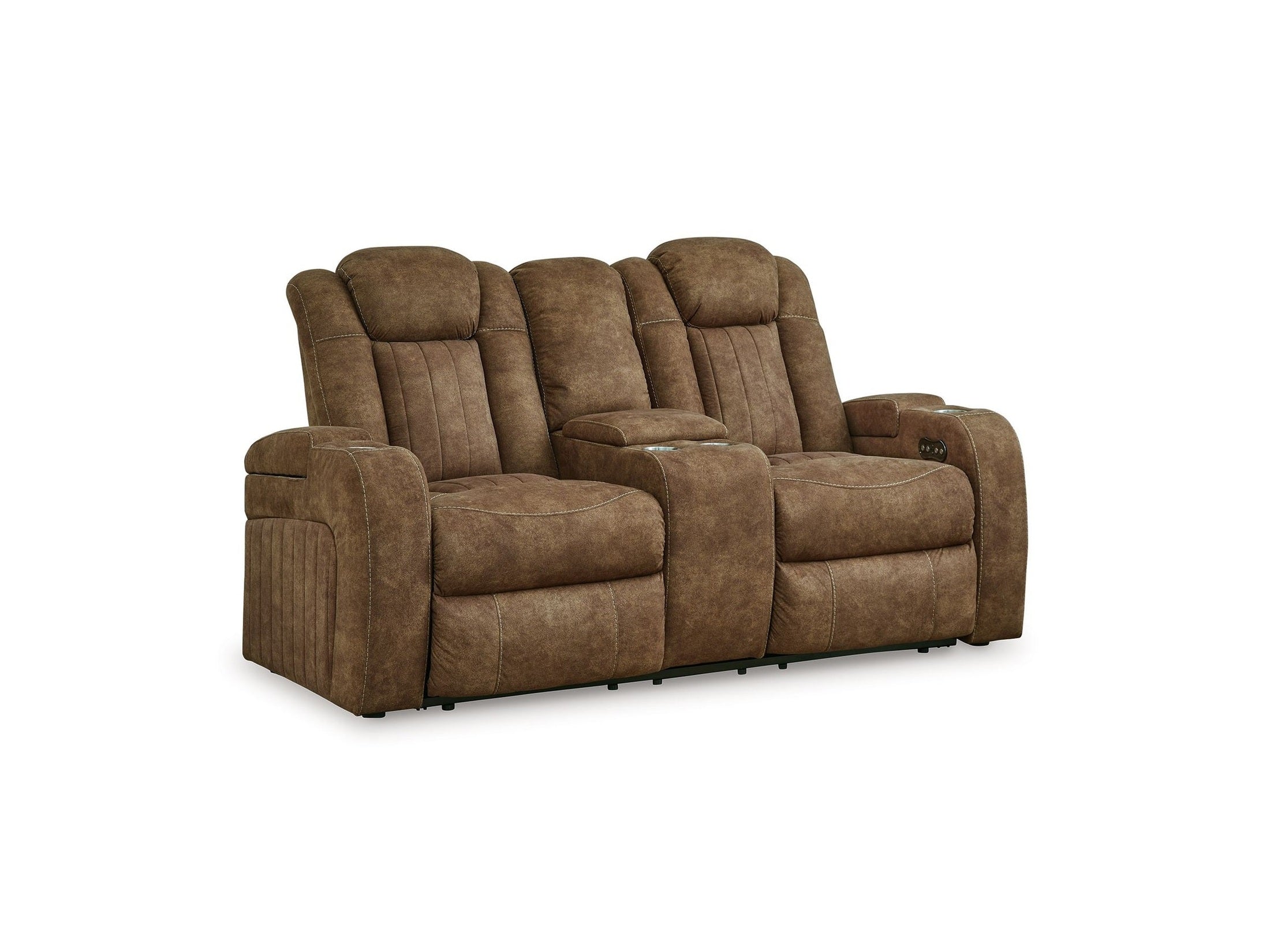 Wolfridge - Power Reclining Loveseat With Console /Adj Hdrst - Brindle