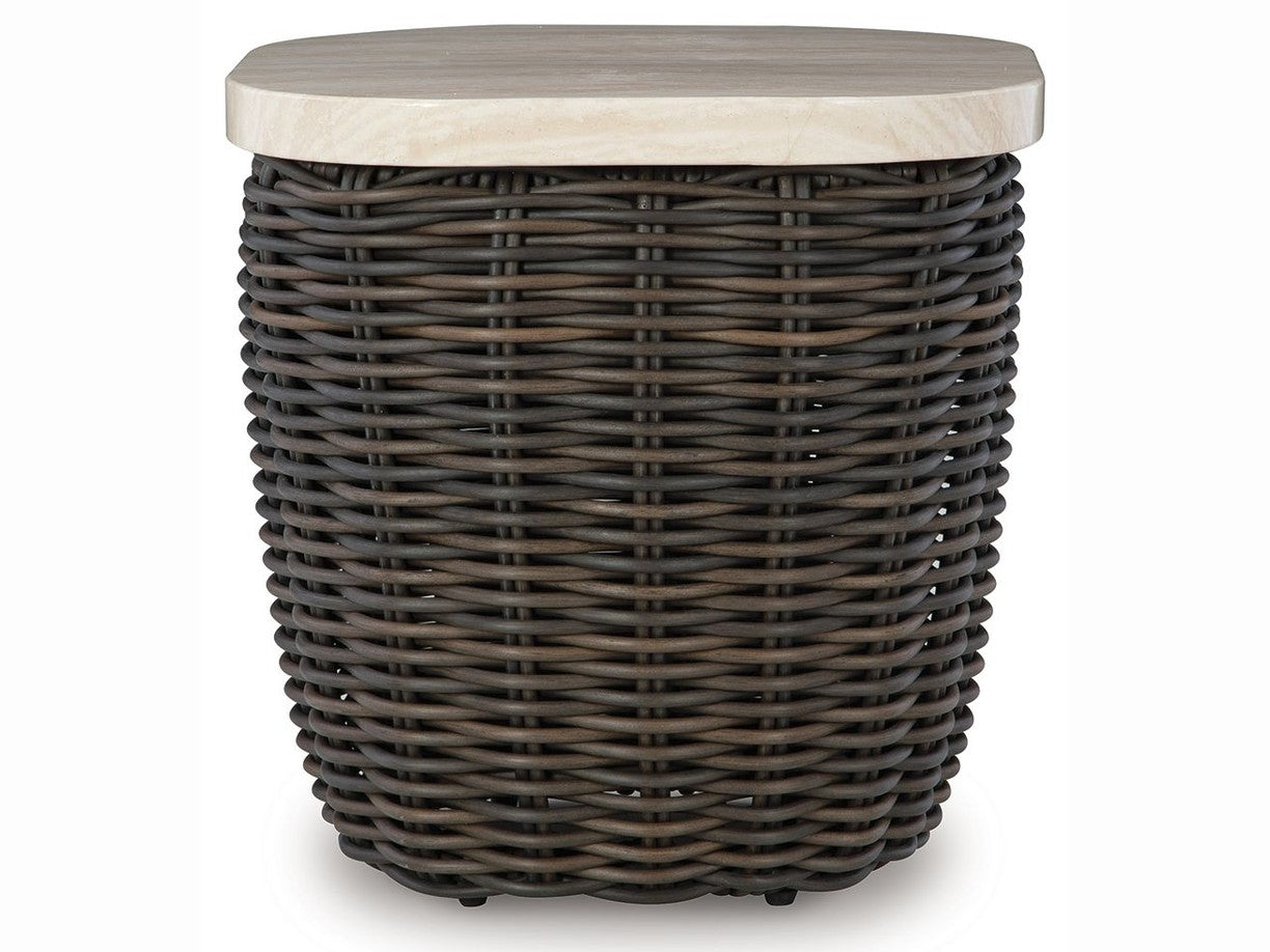Kimora - Square End Table - Beige / Dark Brown