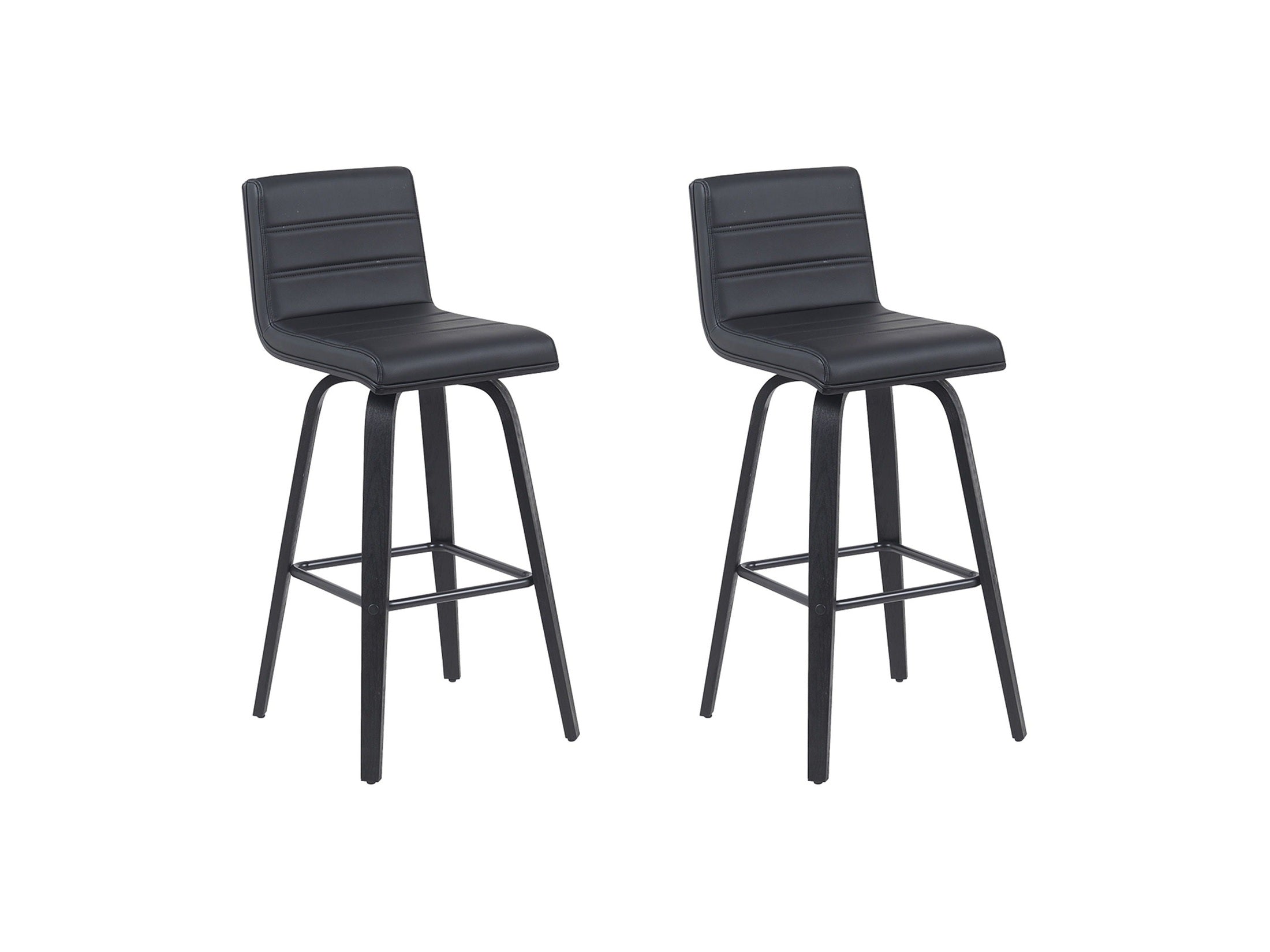 Vienna - Modern Swivel Bar Height Stool - Black Brushed Wood Frame