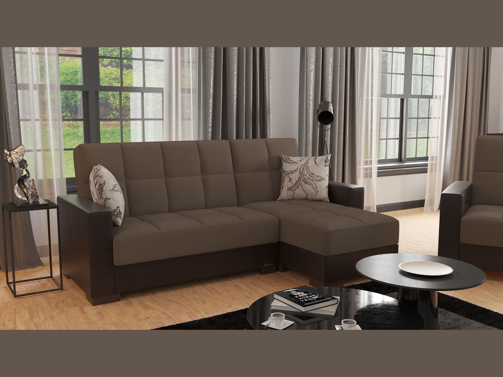 Ottomanson Armada - Upholstered Convertible Chaise Lounge With Storage - Chenille
