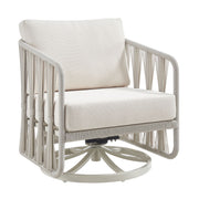 Breeze - Cream Metal Outdoor Swivel Lounge Chair With Cushions - Pearl