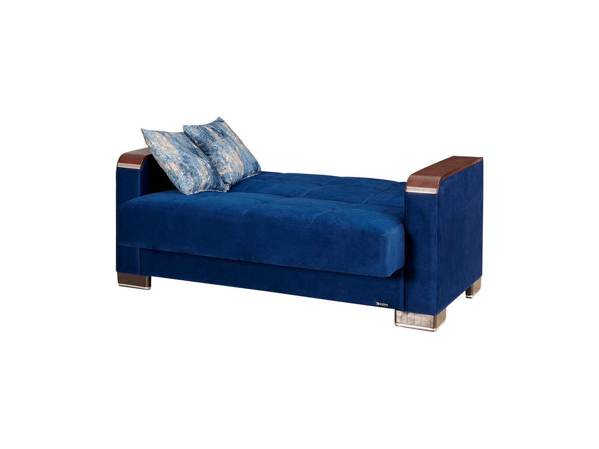 Ottomanson Armada X - Upholstered Convertible Wood Trimmed Loveseat With Storage - Microfiber