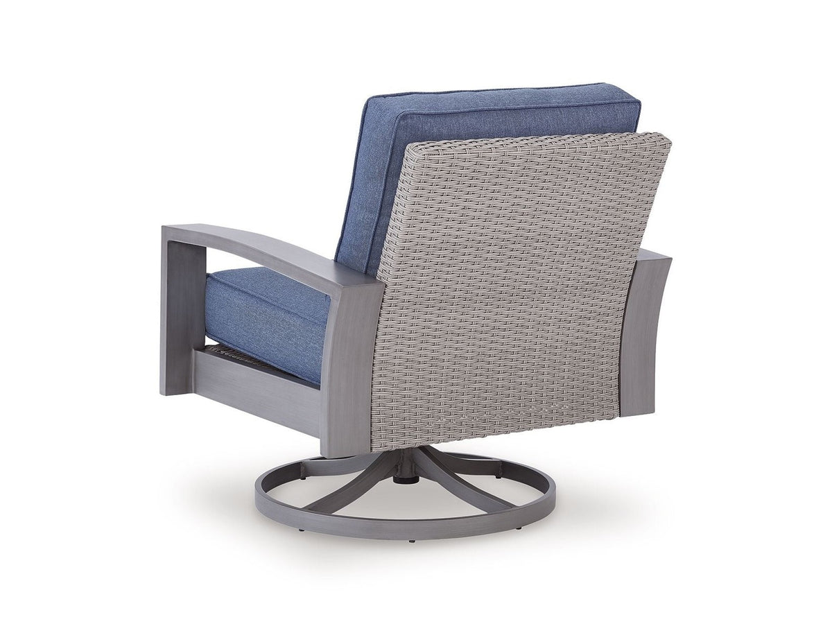 Half Moon Beach - Swivel Lounge With Cushion - Blue / Gray