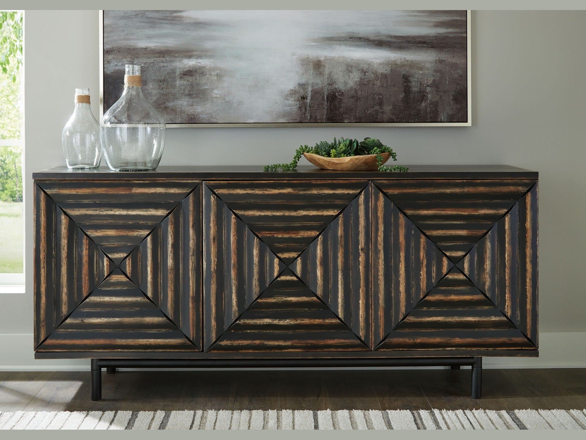Fair Ridge - Accent Cabinet - Distressed Black