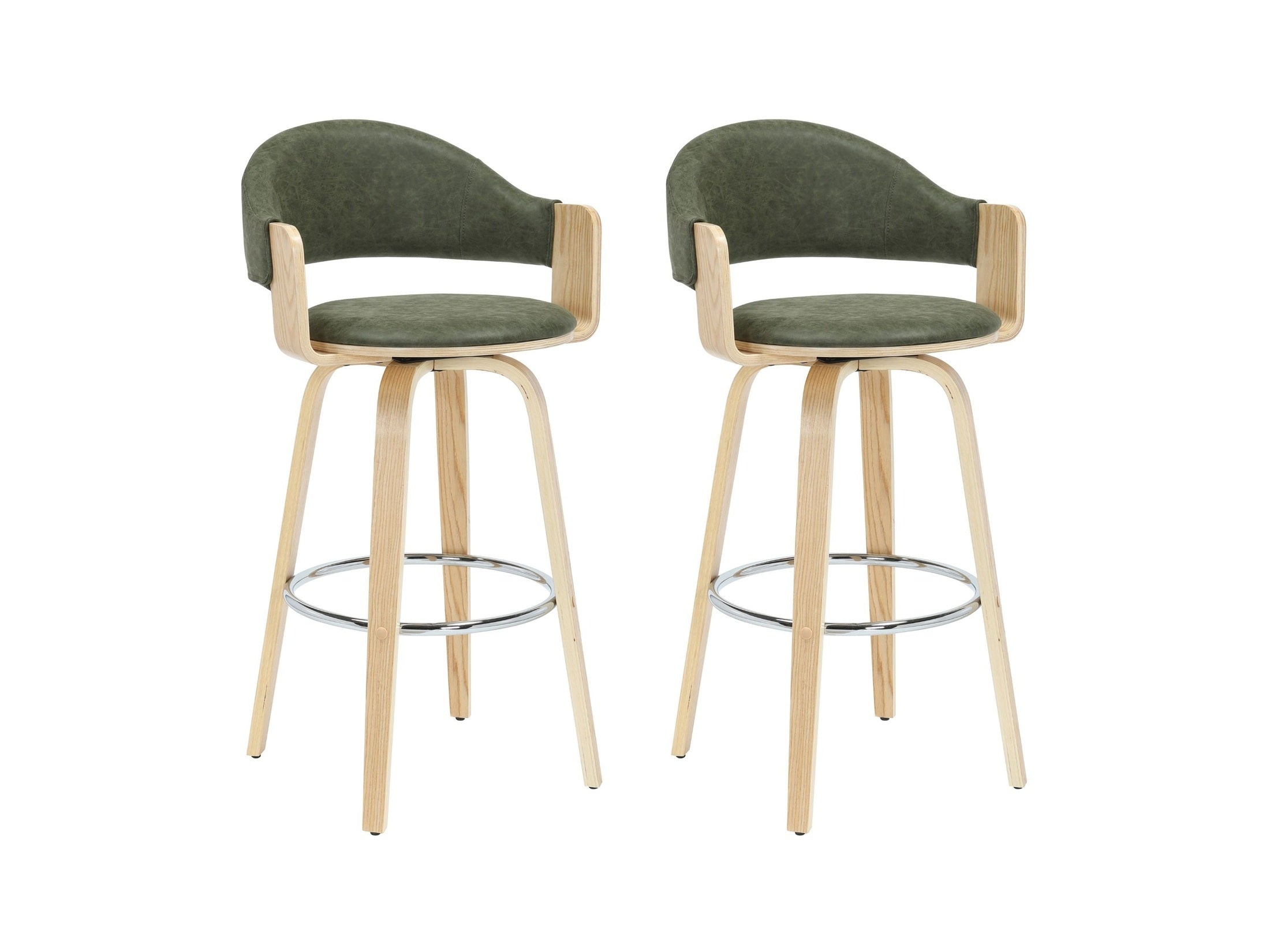Daxton - Swivel Bar Height Round Back Wood Bar Stool With Faux Leather Seat
