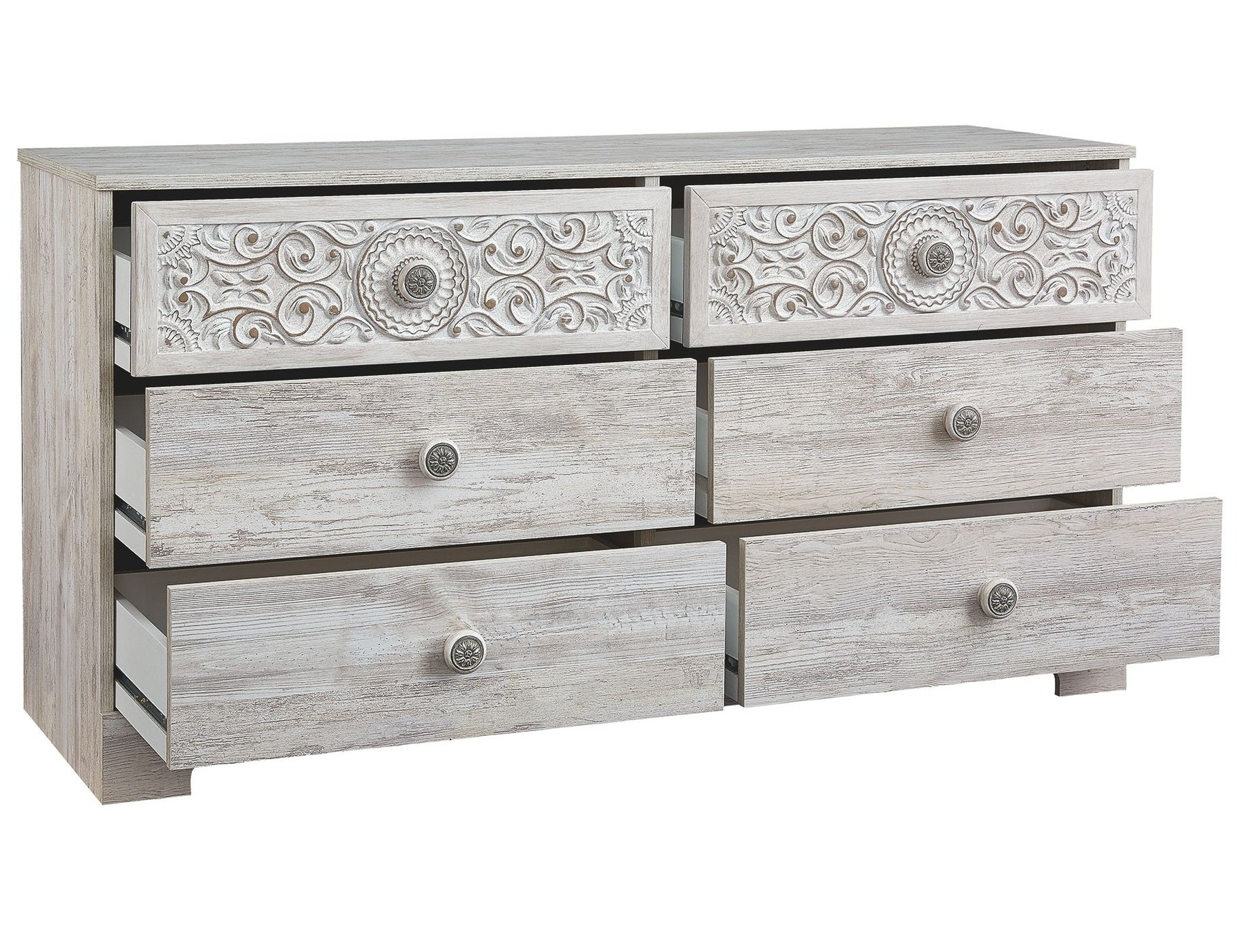 Paxberry - Six Drawer Dresser - Vinyl-Wrapped - Whitewash