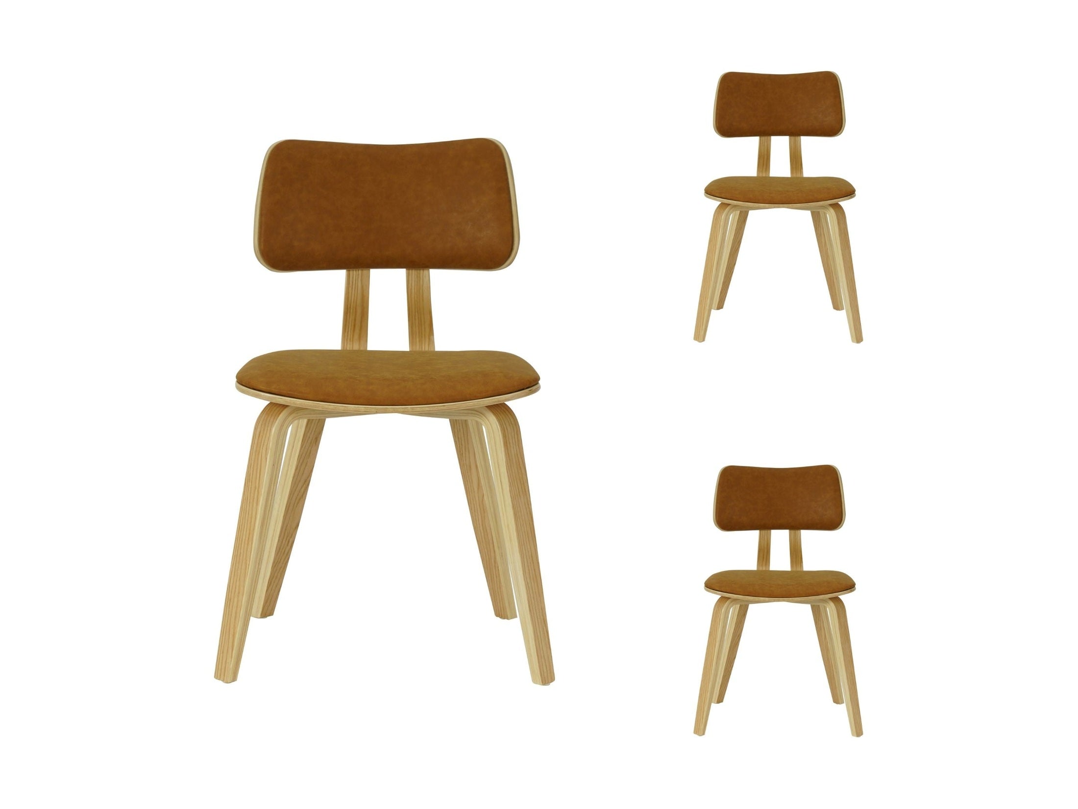 Jaguar - Curved Back Wood Dining Chair With Faux Leather Seat