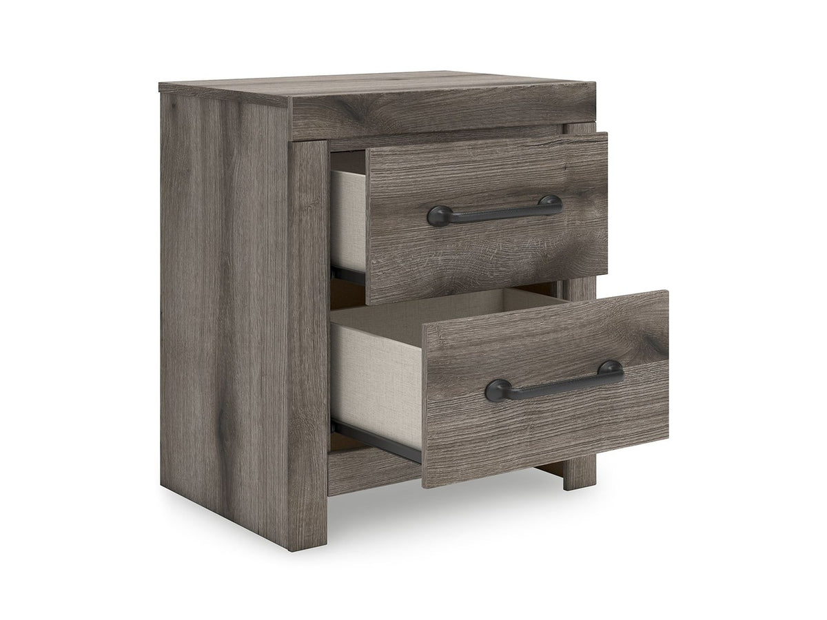 Graystorm - Two Drawer Night Stand - Brown Gray