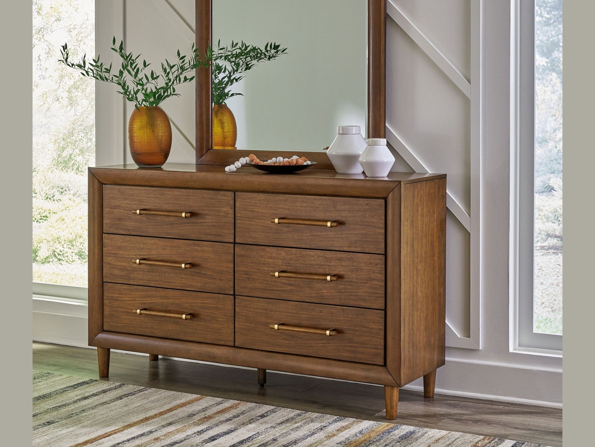 Lyncott - Dresser And Mirror - Brown