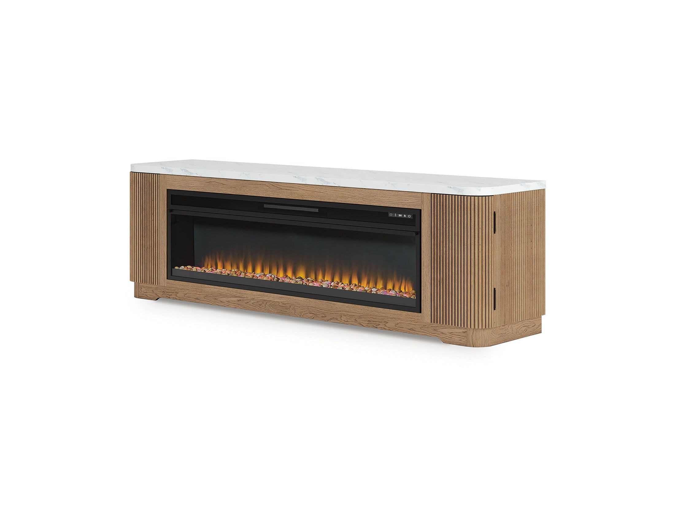 Camdill - 80" TV Stand With Electric Fireplace - Light Brown
