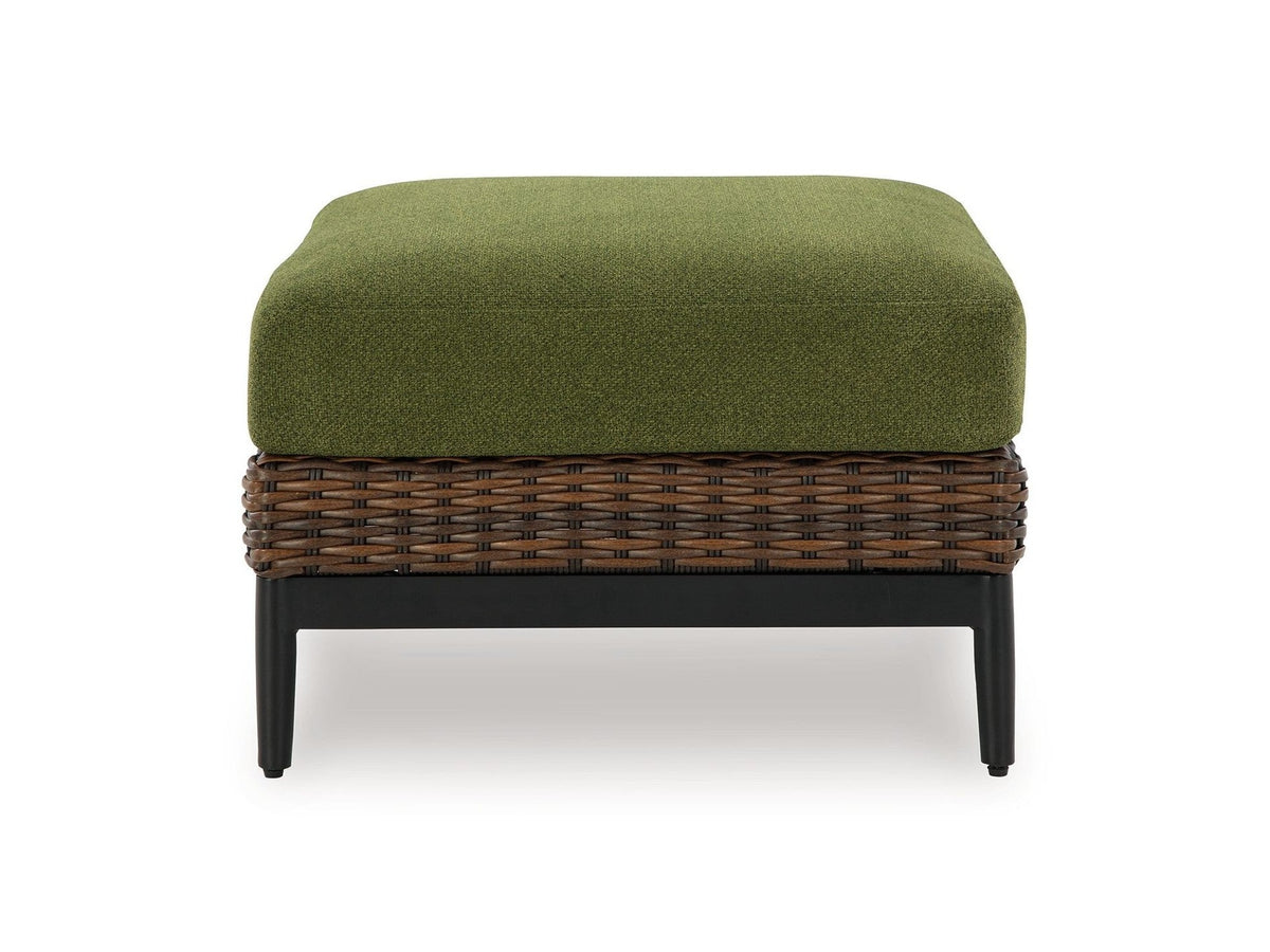 Horizon Hall - Ottoman With Cushion - Brown / Green