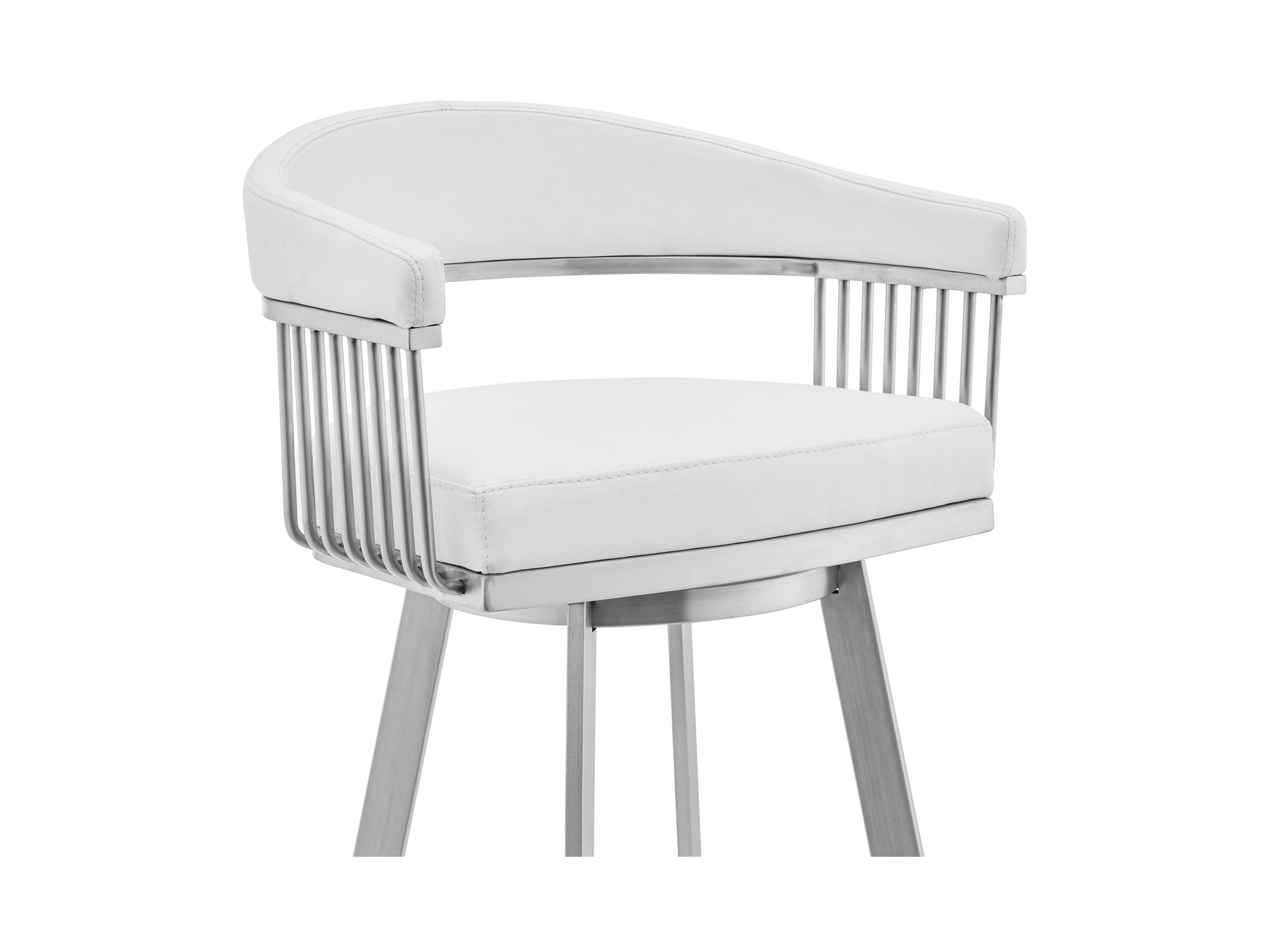 Bronson - Faux Leather And Brushed Stainless Steel Swivel Bar Stool