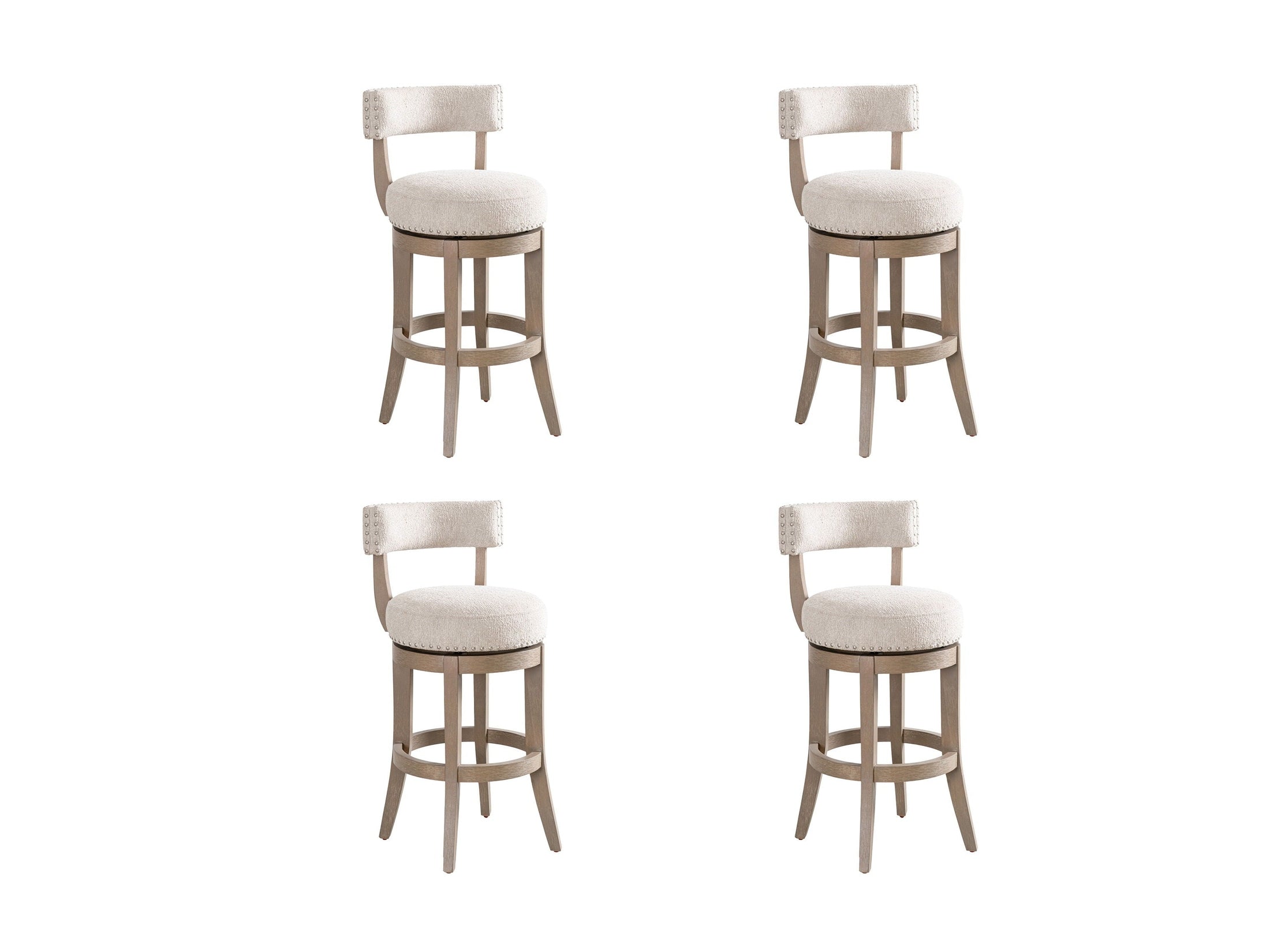 Mystic - Solid Wood Upholstered 30" Bar Height Swivel Barstool