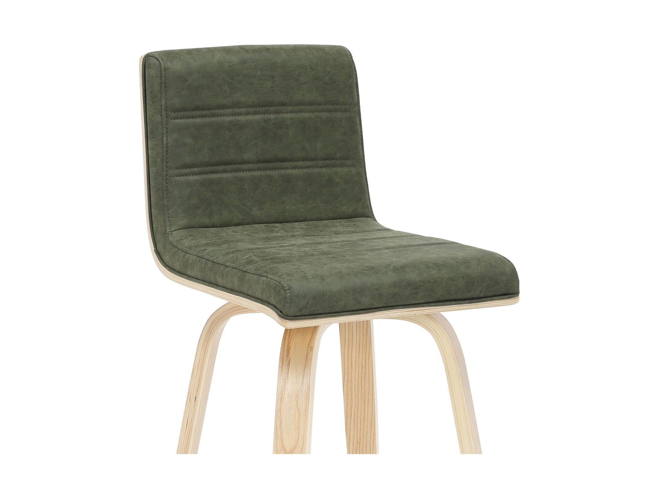 Vienna - 35.5" Swivel Counter Height Square Back Wood Bar Stool With Faux Leather Seat