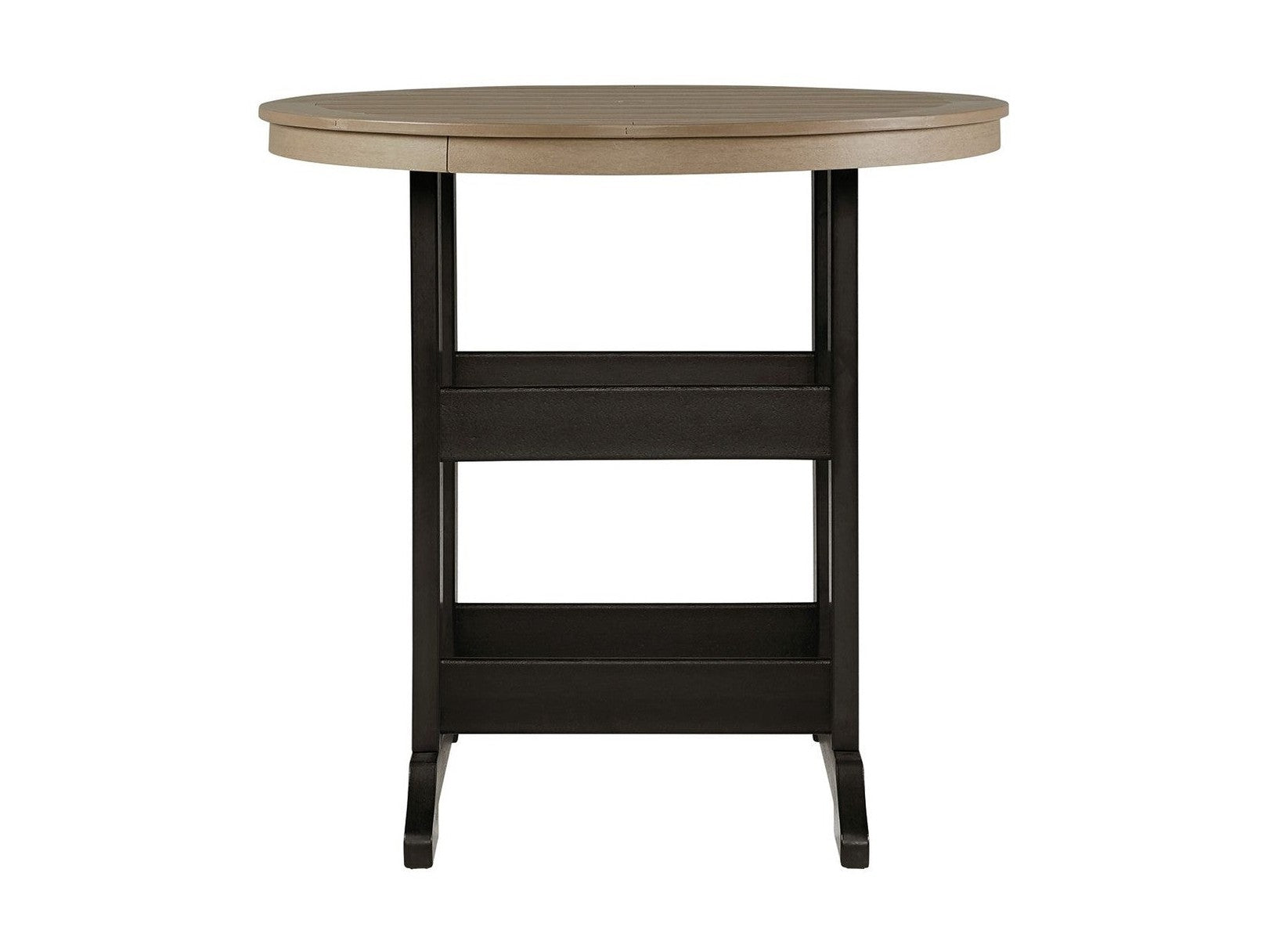 Fairen Trail - Round Bar Table w/Umb OPT - Black / Driftwood